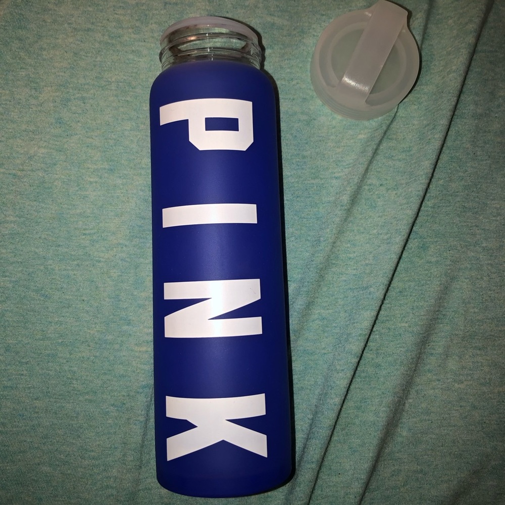 Pink glass water bottle